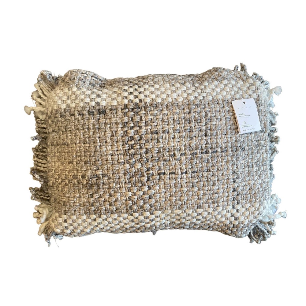 Pottery Barn Ixora Eco Friendly Textured Lumbar Pillow 14 x 20" Gray Multi #9989